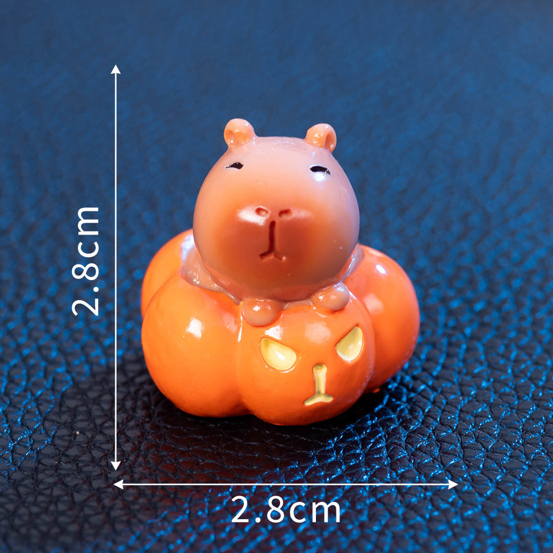 Micro Landscape Halloween Cute Capybara Resin Decorations