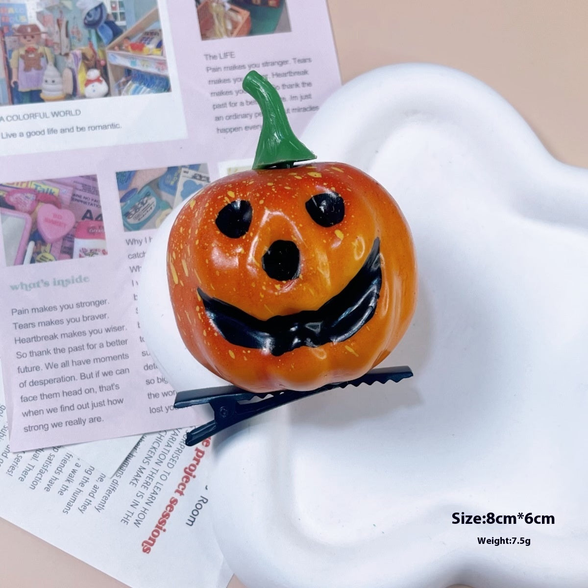 Halloween Barrettes Small Pumpkin Simulation Face