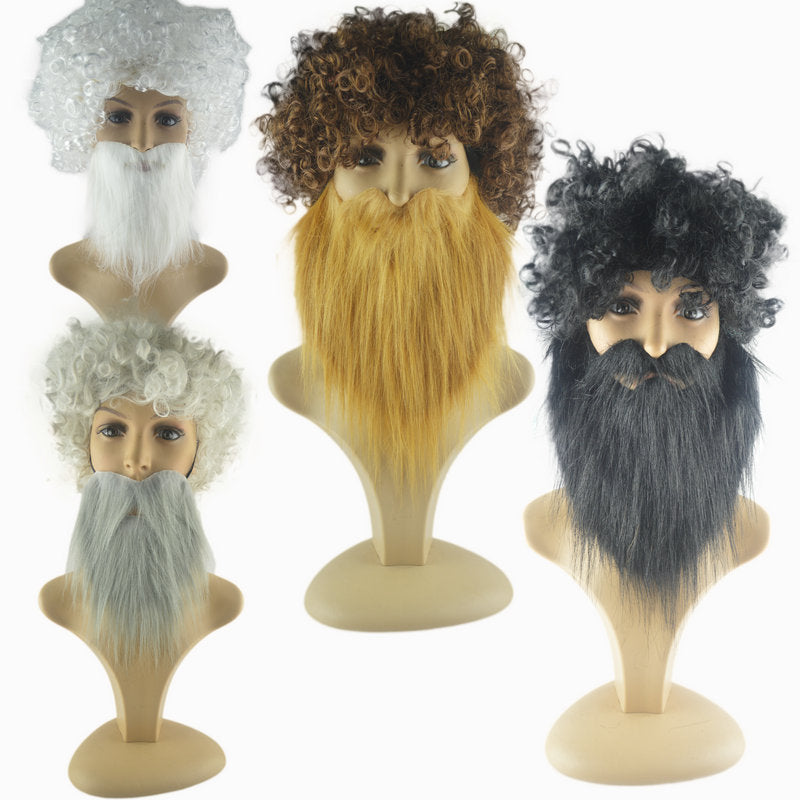 Halloween Party Performance Large Beard Wig Set African Dress Up Props Santa Claus Suits