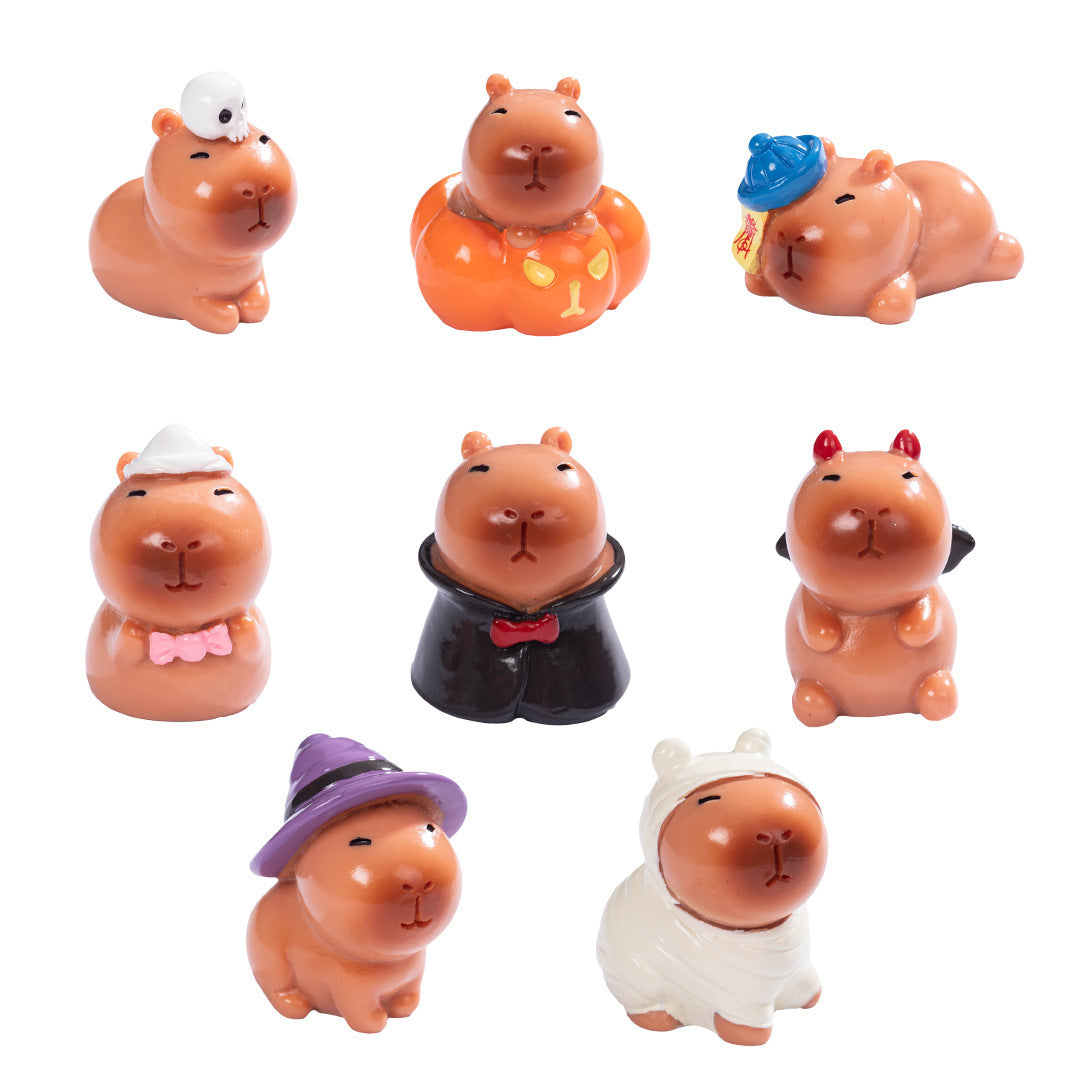 Micro Landscape Halloween Cute Capybara Resin Decorations