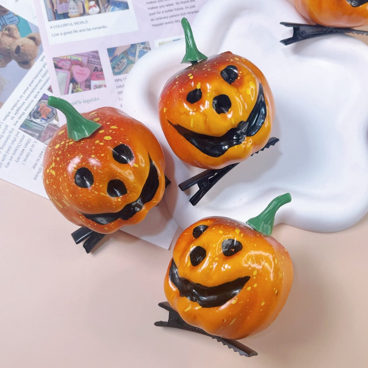 Halloween Barrettes Small Pumpkin Simulation Face