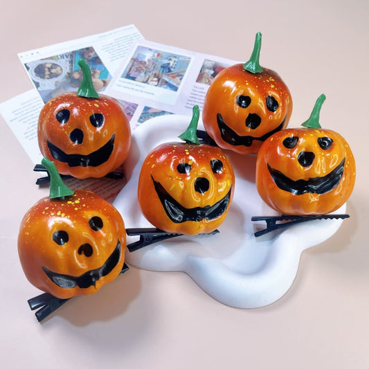 Halloween Barrettes Small Pumpkin Simulation Face